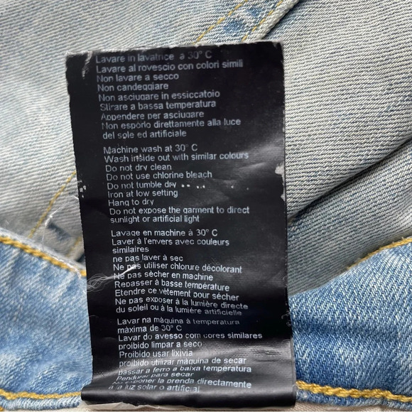 Represent England Worn Distressed Skinny Jeans pale blue 22423 - Picture 13 of 14